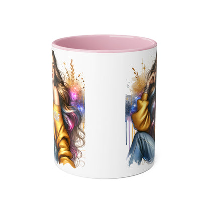 Chic IDGAF Accent Mug, Cool Coffee Cup, Trendy Drinkware, Stylish Gift, Artful Mug for Her
