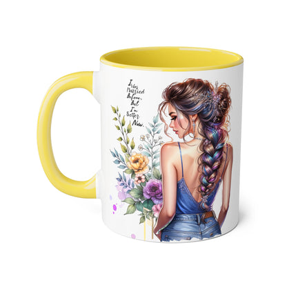 I Was Married Before But I'm Better Now Beautiful Floral Accent Mug - Inspirational Coffee Cup, Gift for Her, Home Decor, Tea Lover, Mother's Day, Birthday