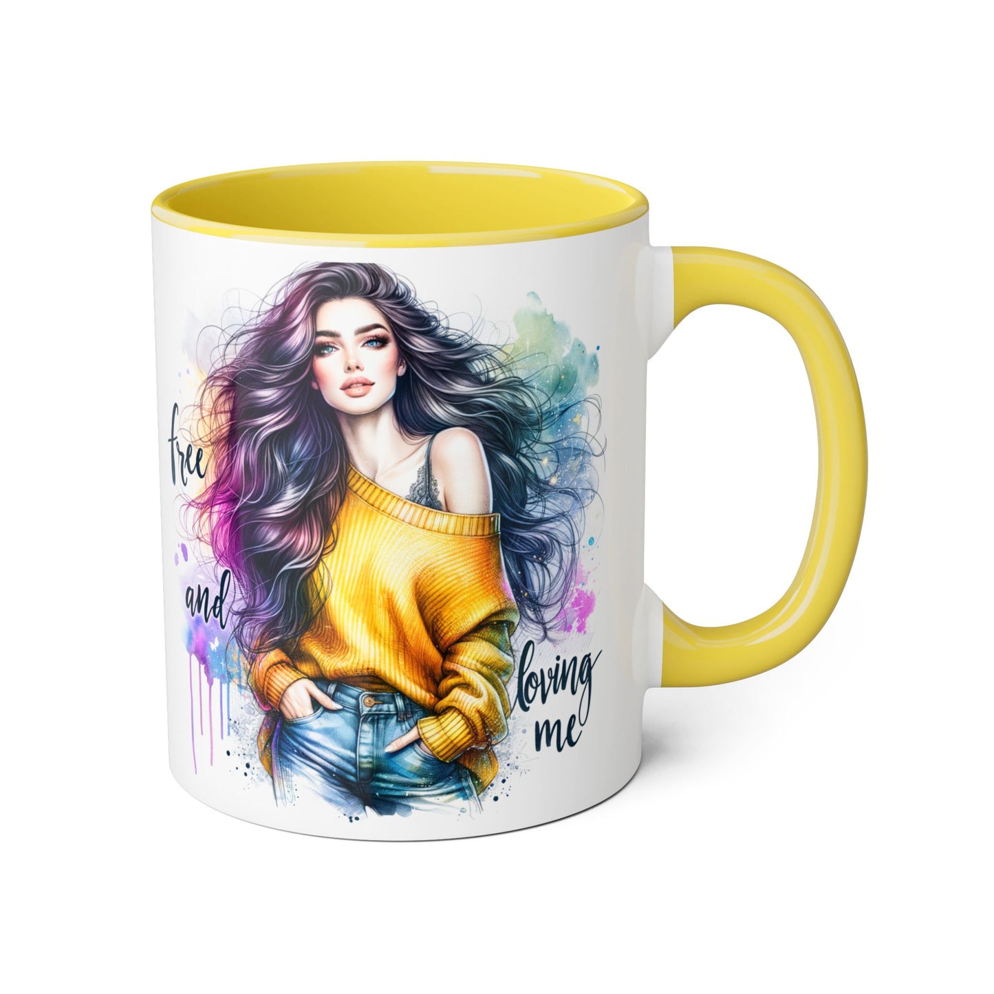 Colorful Inspirational Accent Mug, Free and Loving Me Coffee Cup, Artistic Drinkware Gift for Her, Vibrant Daily Motivation, Birthday [...]