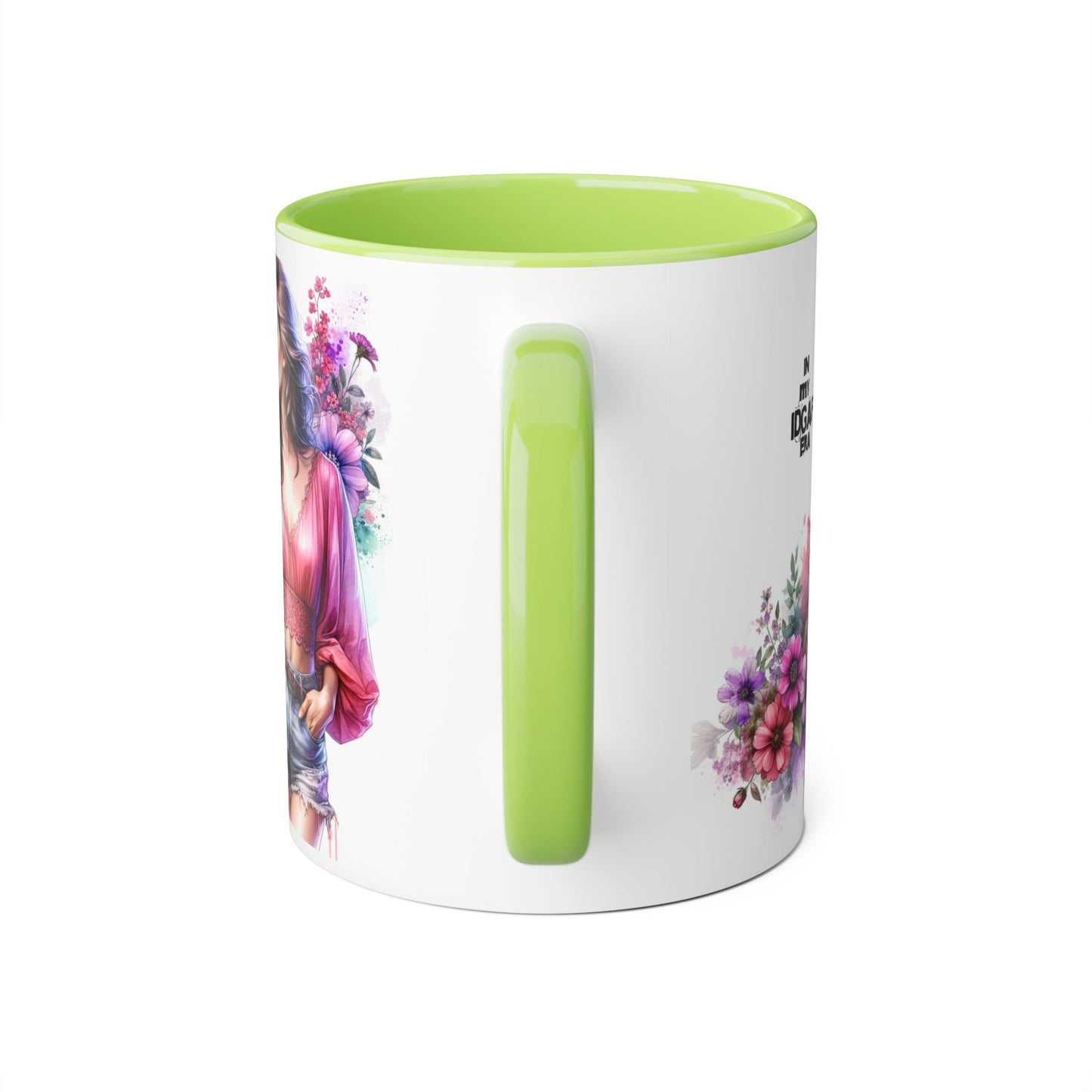 Floral IDGAF Accent Mug - Coffee Cup, Gift for Her, Trendy Mug, Unique Kitchen Decor, Flower Design