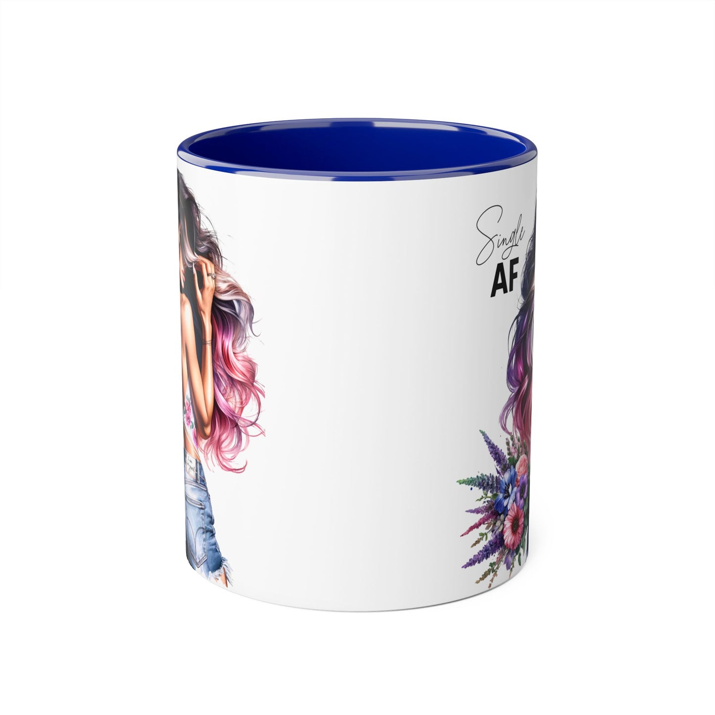 Single AF Bold Floral Single AF Accent Mug - Perfect for Coffee Lovers, Gifts for Her, Self-Care, Celebration, Home Decor