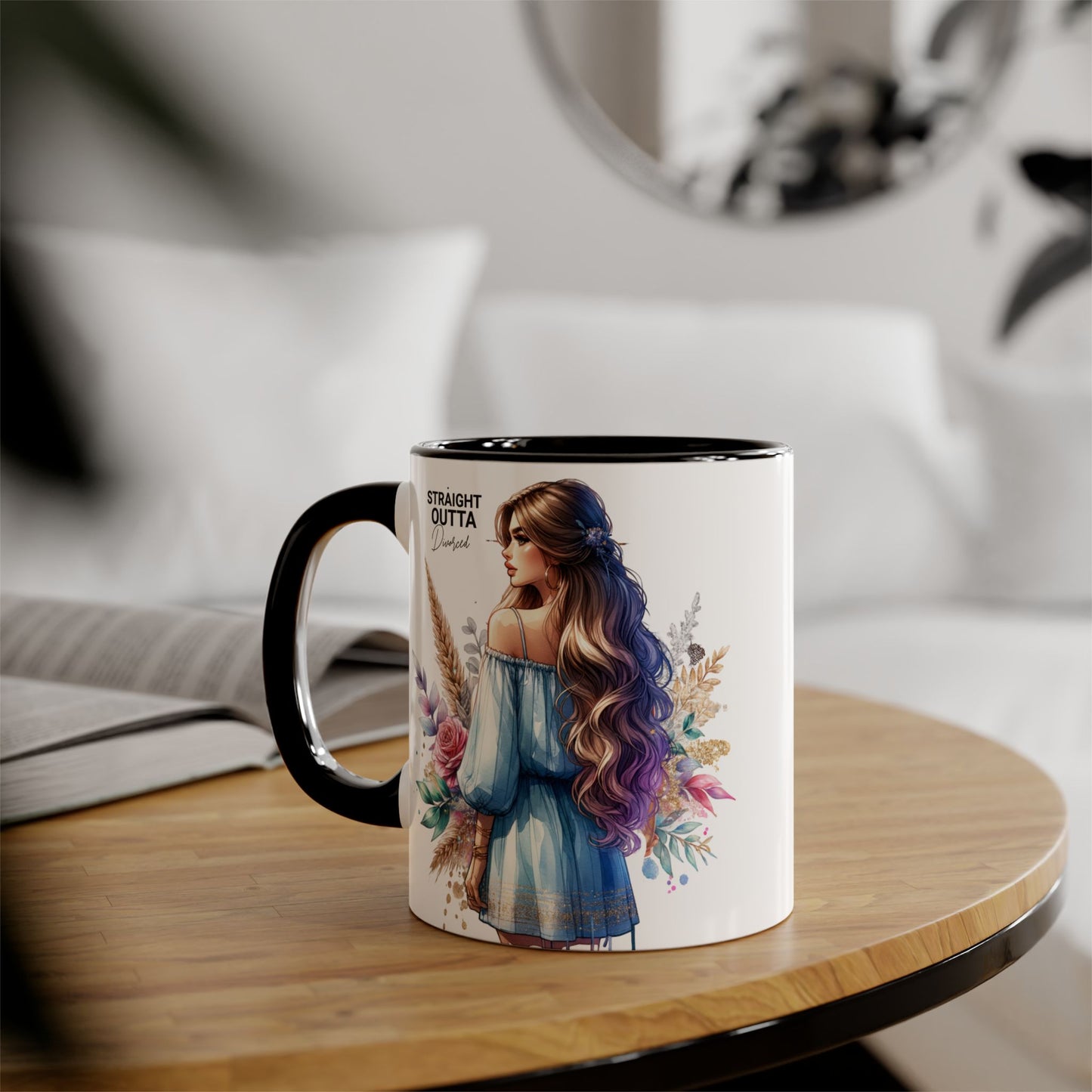 Straight Outta Divorced Humoristic Artistic Accent Mug -  Inspiring Gift for Her, Coffee Tea Cup, Home & Kitchen Decor, Personalized Unique Gift