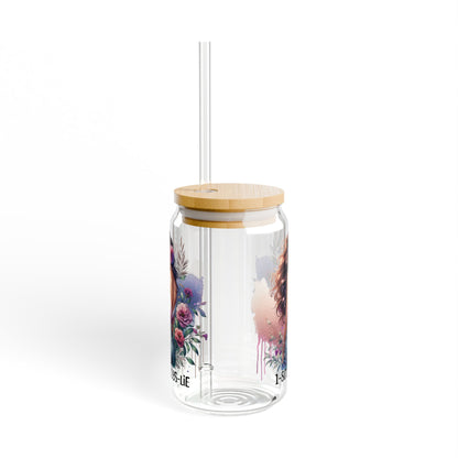 1-800-Boys-Lie Floral Sipper Glass | Reusable 16oz Drink Cup | Eco-Friendly Straw Tumbler | Perfect Gift for Her, Summer Parties, and Everyday Use
