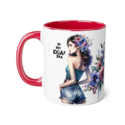 Bold Floral IDGAF Era Mug | Unique Coffee Gift | Retro Vibes | Sassy Tea Cup | Fun Home Decor | Statement Drinkware | 11oz Accent Mug