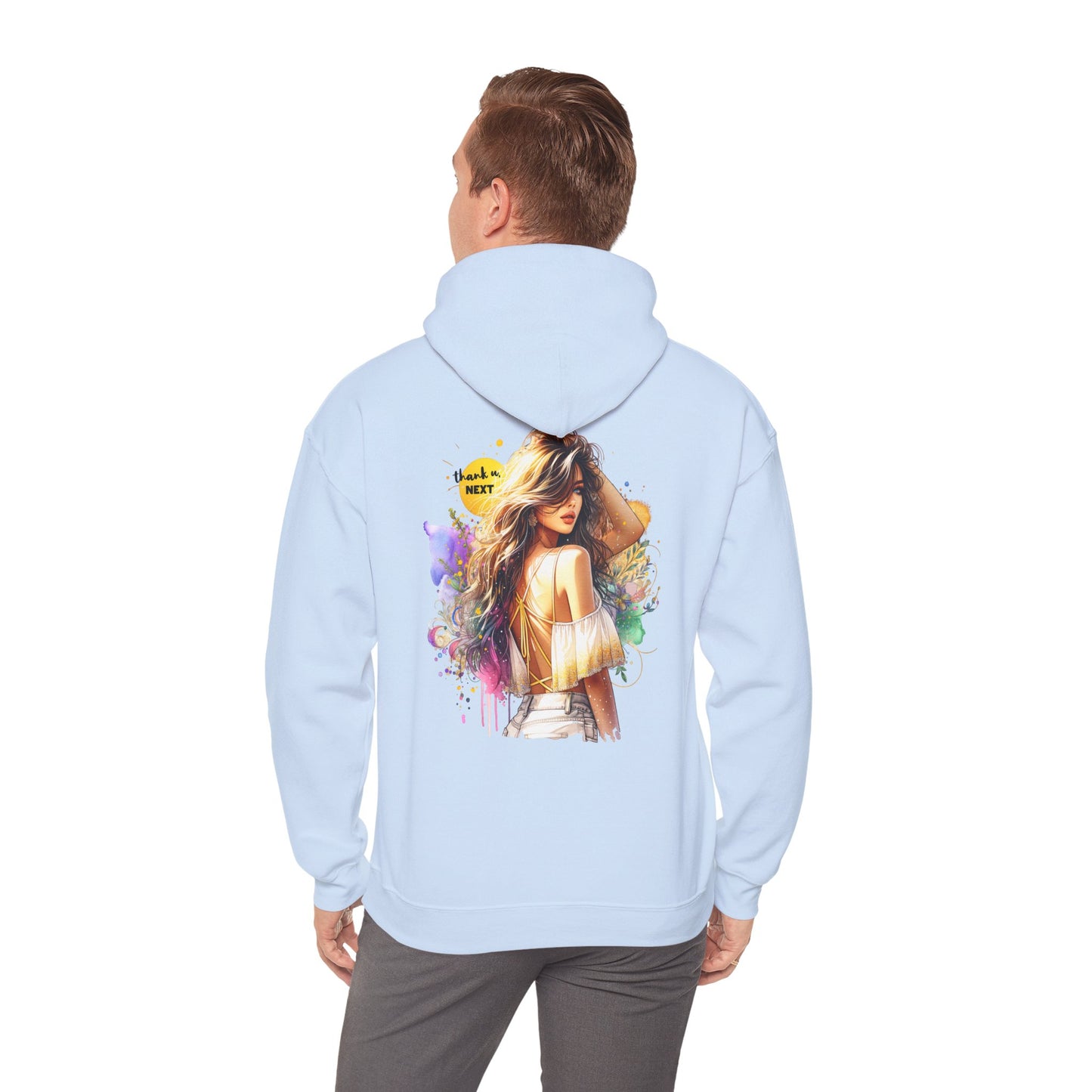 Thank U, Next Vibrant Art Hoodie - Stylish Unisex Sweatshirt with Colorful Design, Casual Wear, Gift Idea for Festivals, Cozy Layering
