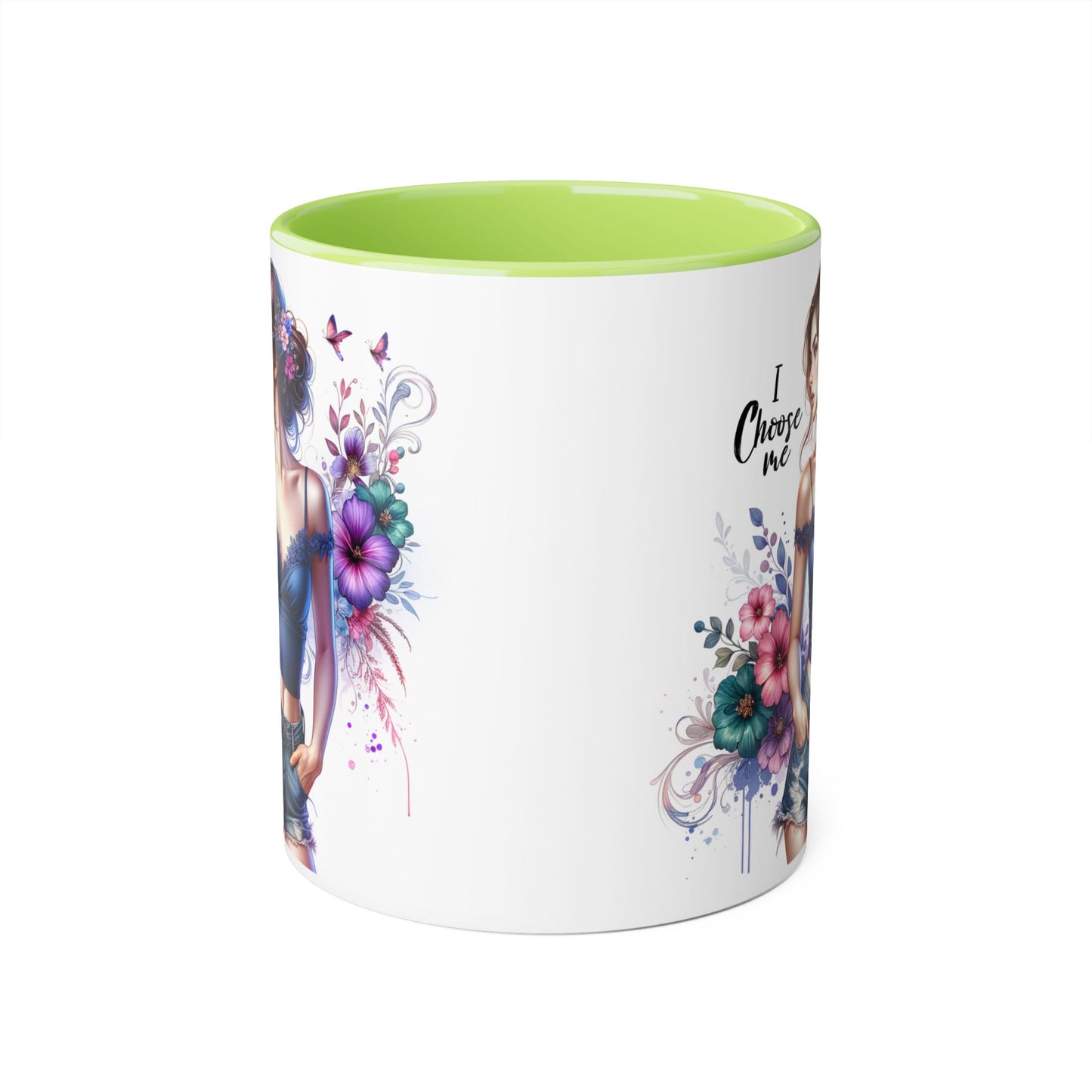 I Choose Me Floral Art Accent Mug, Inspirational Coffee Cup, Gifts for Her, Home Decor, Birthday Present, Self-Care Reminder