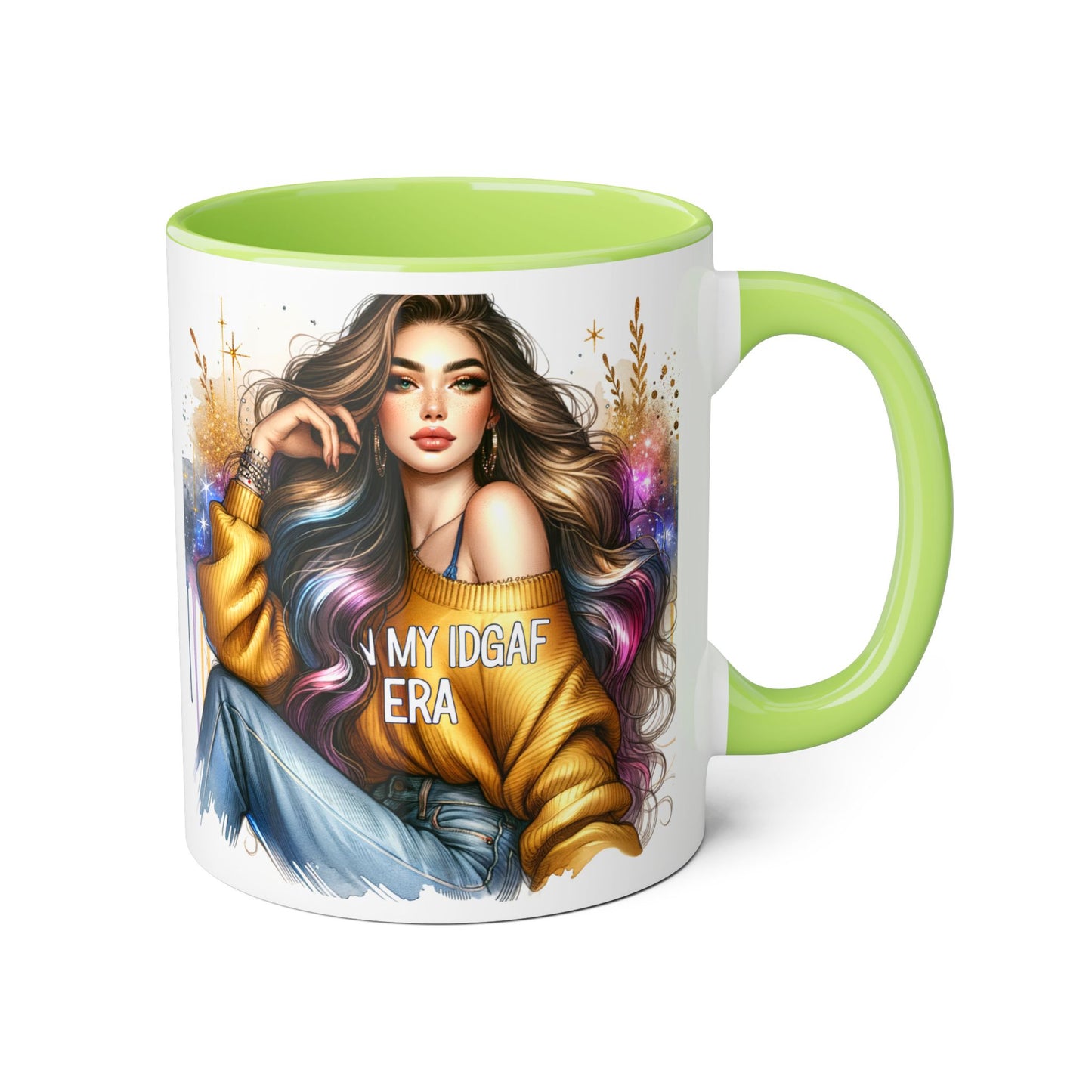 Chic IDGAF Accent Mug, Cool Coffee Cup, Trendy Drinkware, Stylish Gift, Artful Mug for Her