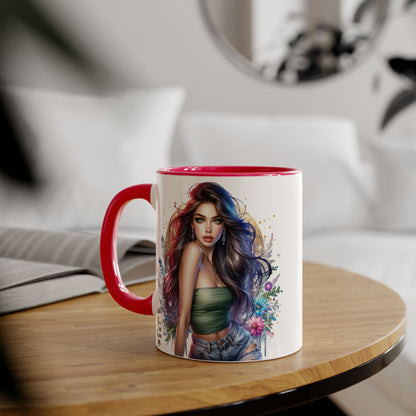 Bohemian Accent Mugs, Artistic Coffee Cup, Colorful Floral Mug, Gift for Her, Unique Art Collection, Cozy Vibe