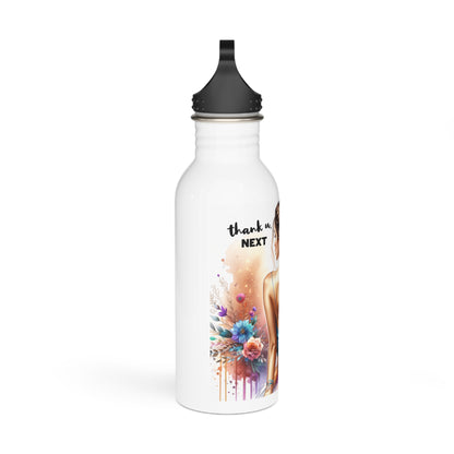Thank U, Next Artistic Stainless Steel Water Bottle - Unique Gift for Fitness, Travel, or Eco-Friendly Enthusiasts, Hydration, Floral Design