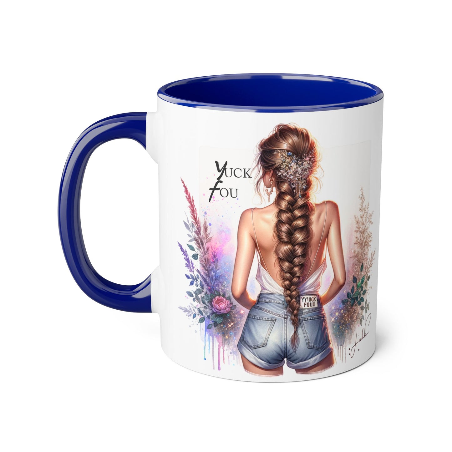 Yuck Fou Stylish Floral Accent Mug, Gift for Friends, Motivational Coffee Cup, Cute Home Decor, Art Lover's Mug, Perfect for Holidays