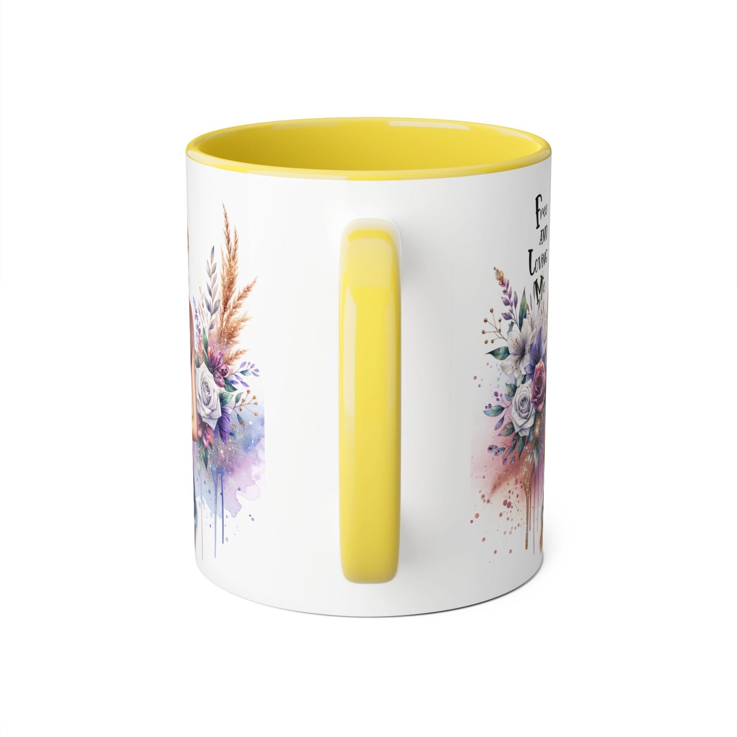 Free and Loving Me Chic Floral Accent Mug - Perfect Gift for Nature Lovers, Coffee Drinkers, Home Decor, Inspirational, Mother’s Day
