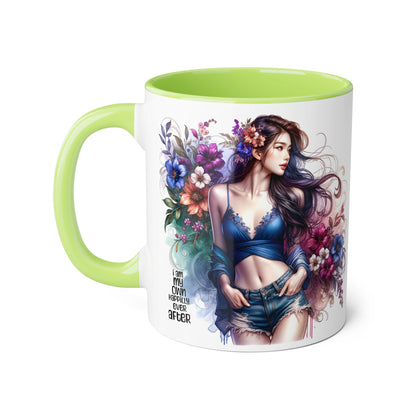 I Am My Own Happily Ever After Whimsical Floral Accent Mug - Perfect for Tea Lovers, Gift for Her, Custom Drinkware, Creative Home Decor, Inspirational Coffee Cup