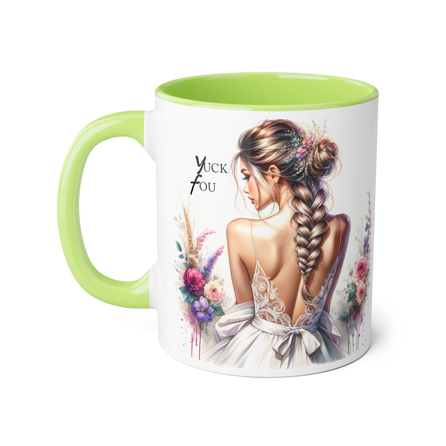 Yuck Fou Elegant Floral Accent Mug, 11oz - Inspirational Gift for Her, Coffee Lover, Home Decor, Wedding Gift, Personalized Tea Cup