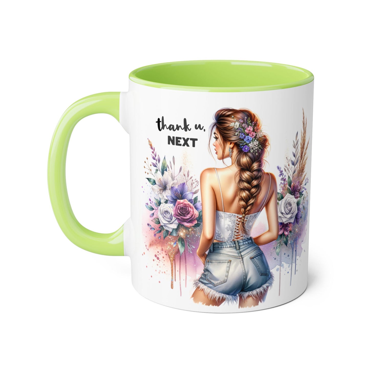 Thank U, Next Boho Inspirational Mug, Coffee Cup, Gift for Friends, Motivational Beverage Holder, Floral Design, Thank U Next