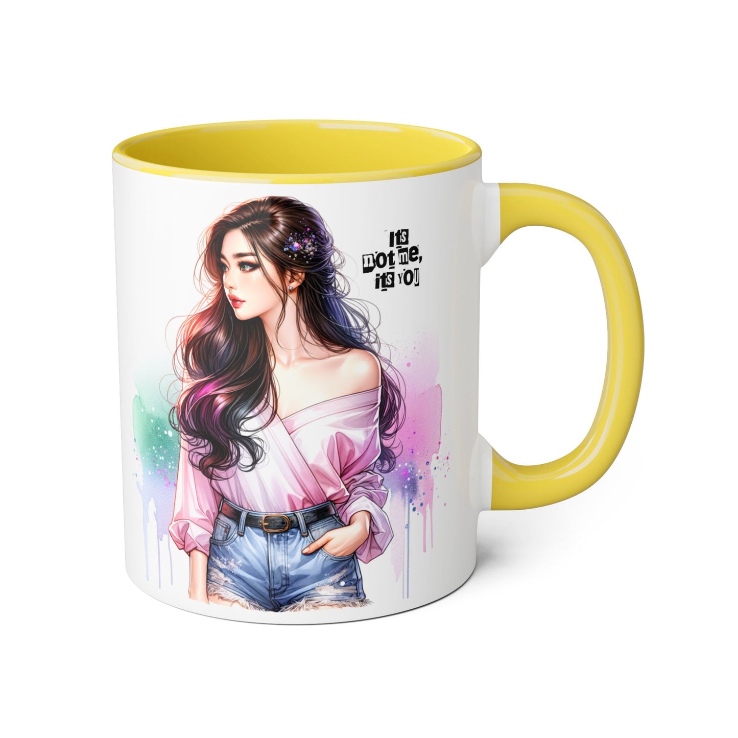 It's Not Me, It's You Humoristic Vibrant Accent Mug, Espresso Lover's Gift, Stunning Art Print Mug, Unique Coffee Cup, Colorful Tea Mug, Perfect for Birthdays, Cozy Vibes