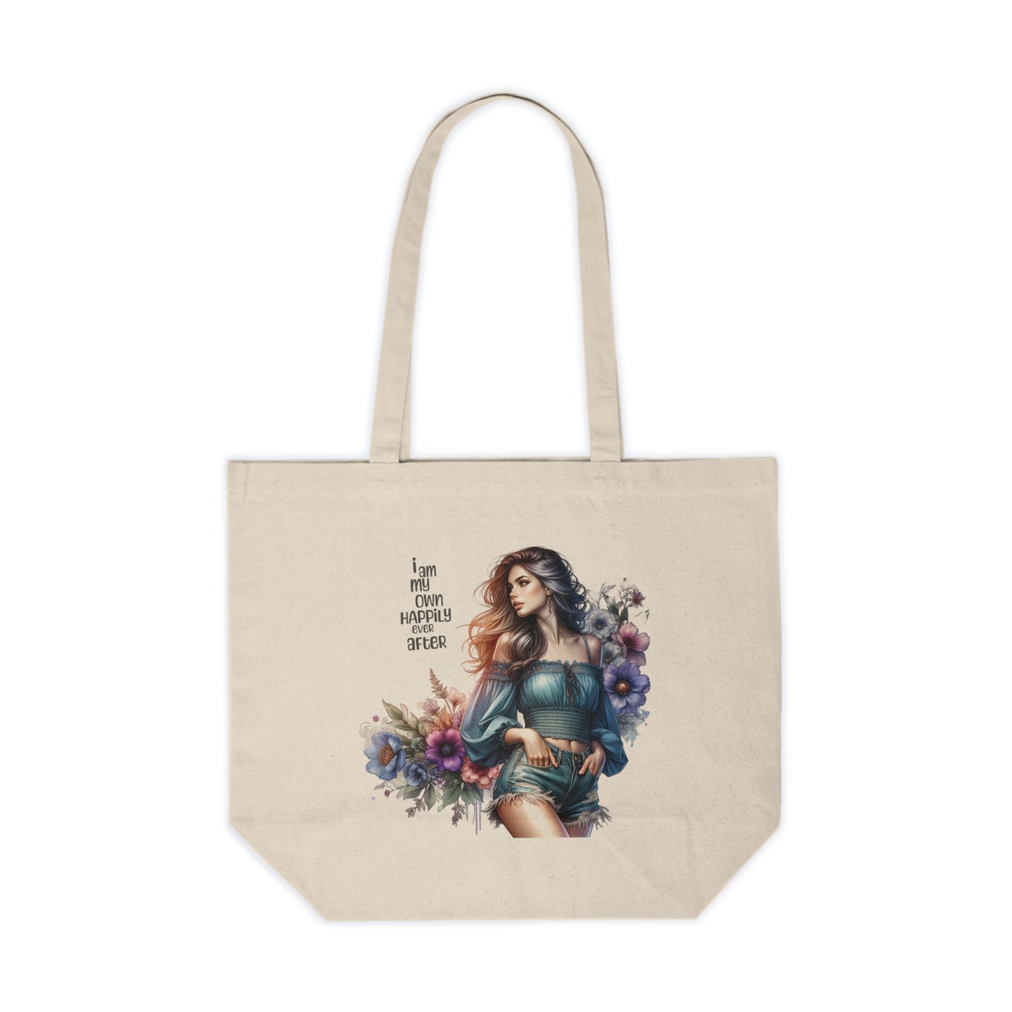 I Am My Own Happily Ever After Floral Art Canvas Tote Bag | Eco-Friendly Shopper | Gift for Her | Sustainable Carryall | Beach Bag | Market Tote | Everyday Essentials