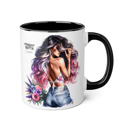 Straight Outta Divorced Humoristic Chic Accent Mugs for Trendy Coffee Lovers | Floral Design, Gifts for Her, Home Decor, Unique Kitchenware, Straight Outta Mug
