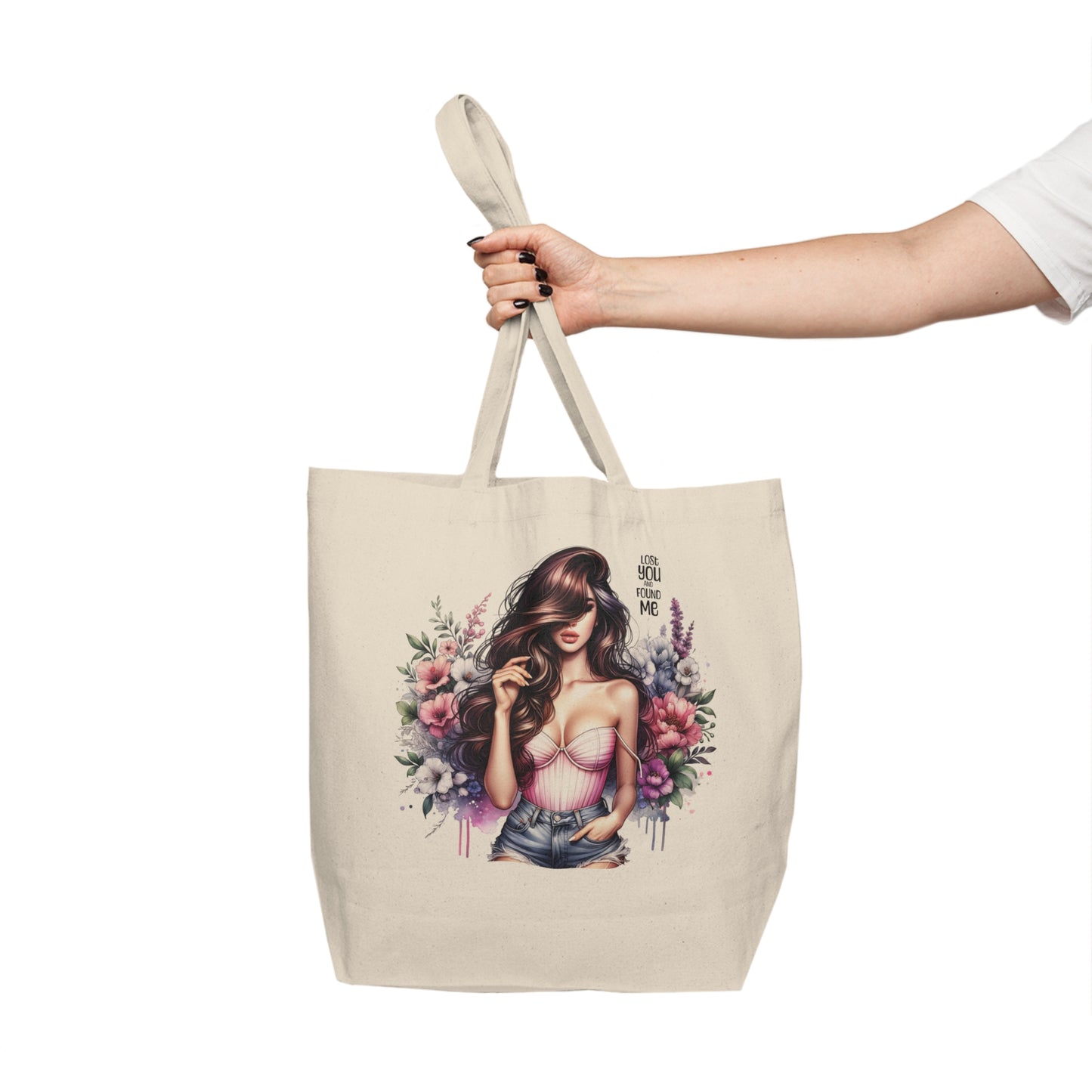 Lost You and Found Me Stylish Floral Canvas Tote Bag - Perfect for Shopping, Beach Days, Gifts & Eco-Friendly Living