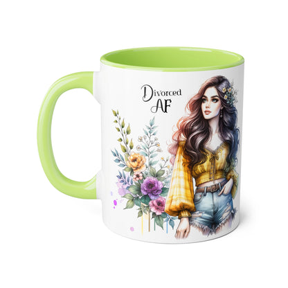Divorced AF Accent Mug, 11oz - Inspirational Coffee Cup for Strong Women, Gift for Divorcees, Coffee Lovers, Self-Love, Empowerment