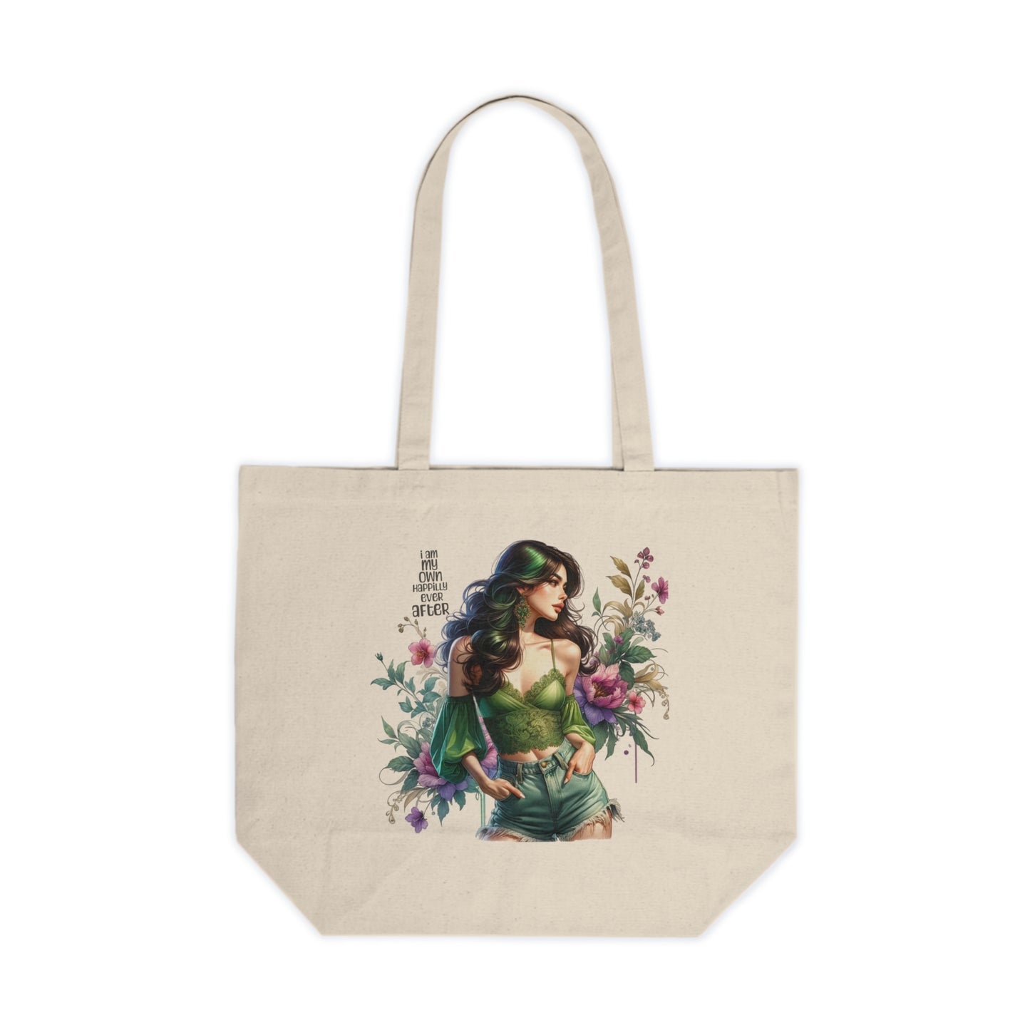 I Am My Own Happily Ever After  Empowering Floral Tote Bag with Inspirational Quote, Canvas Shopping Bag, Reusable Grocery Tote, Eco-Friendly Gift for Women, Everyday Use