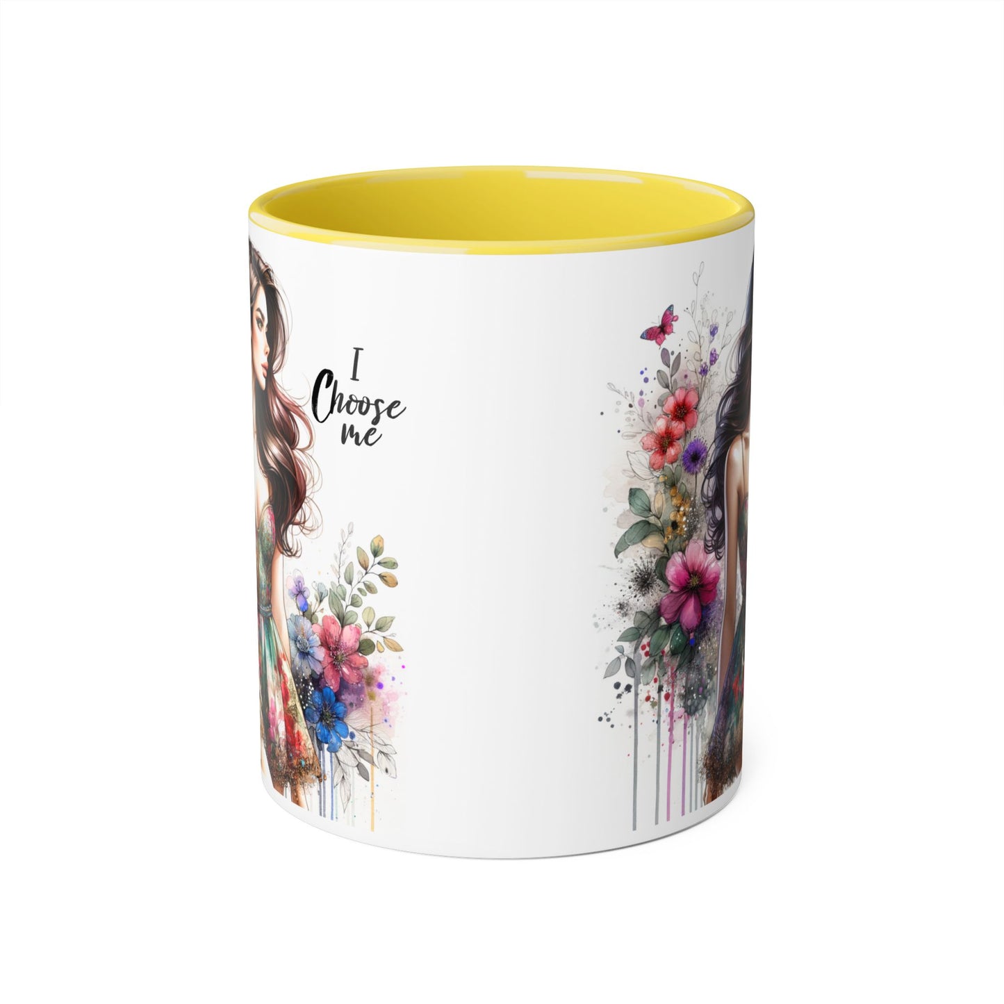 I Choose Me  Floral Accent Mug, 11oz Coffee Cup, Self-Love Gift, Inspirational Drinkware, Unique Home Decor, Feminine Art Mug