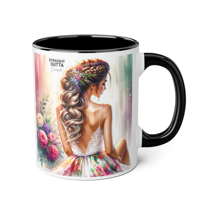 Straight Outta Divorced Humoristic Elegant Floral Accent Mug, Artistic Coffee Cup, Gift for Her, Home Decor, Tea Lover's Mug, Birthday Gift Idea, Wedding Favor