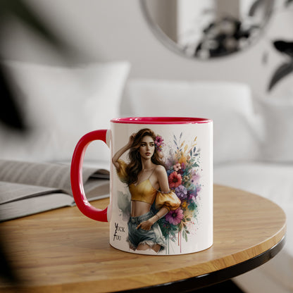 Yuck Fou Floral Accent Mug: Stylish Coffee Cup for Home, Gifts, Birthdays, Tea Lovers, Art Enthusiasts