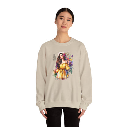 I Am My Own Happily Ever After  Floral Goddess Crewneck Sweatshirt - Boho Chic, Cozy Style, Perfect for Spring, Gift for Her, Casual Wear, Everyday Comfort
