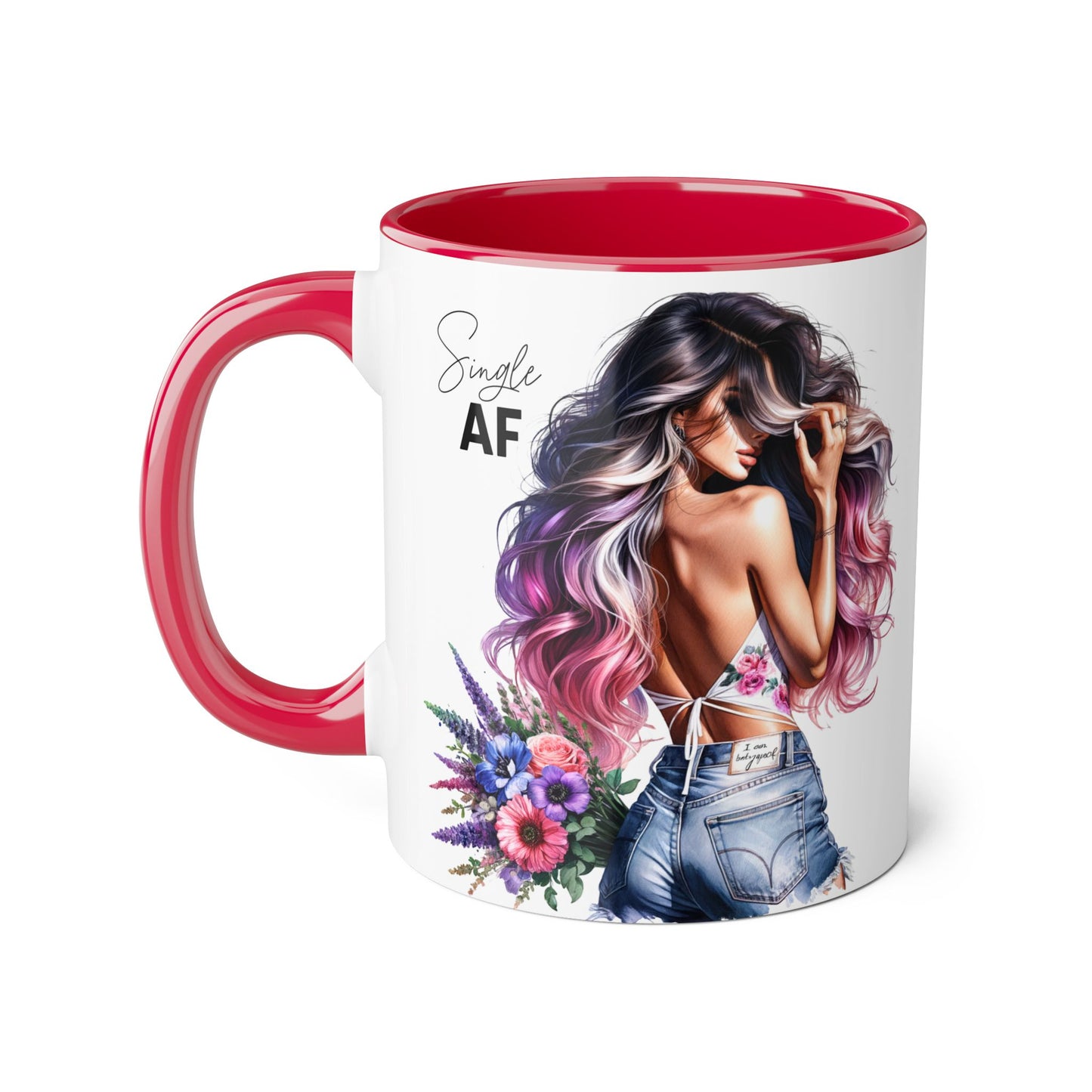 Single AF Bold Floral Single AF Accent Mug - Perfect for Coffee Lovers, Gifts for Her, Self-Care, Celebration, Home Decor