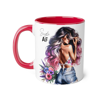 Single AF Bold Floral Single AF Accent Mug - Perfect for Coffee Lovers, Gifts for Her, Self-Care, Celebration, Home Decor
