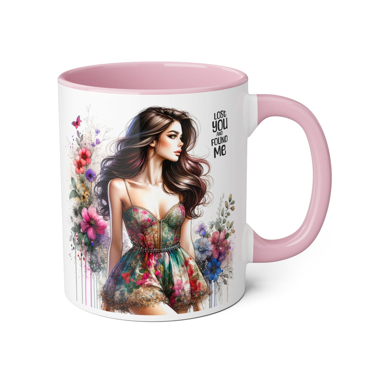 Lost You and Found Me Floral Accent Mug, Coffee Cup Gift for Her, Inspirational Drinkware, Home Decor, Birthday Present