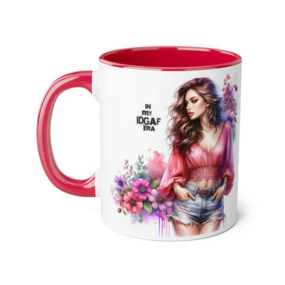 Floral IDGAF Accent Mug - Coffee Cup, Gift for Her, Trendy Mug, Unique Kitchen Decor, Flower Design