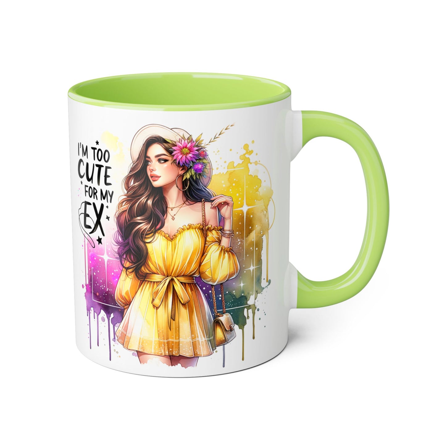Cute Ex-Related Accent Mugs, 11oz - Quirky Gifts, Funny Coffee Cup, Relationship Humor, Self-Love Mug, Colorful Artwork