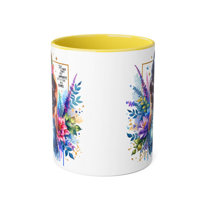 Money Can't Buy Happiness But It Can Buy Divorce Humoristic Floral Accent Mug, Vibrant Coffee Cup, Nature Lover Gift, Artistic Drinkware, Personalized Floral Mug, Mother's Day Tea Mug