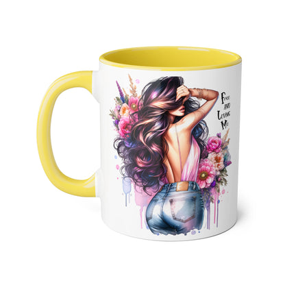 Boho Floral Accent Mug, Empowering Coffee Cup, Gift for Friends, Home Decor, Art Lover's Mug