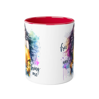 Colorful Inspirational Accent Mug, Free and Loving Me Coffee Cup, Artistic Drinkware Gift for Her, Vibrant Daily Motivation, Birthday [...]