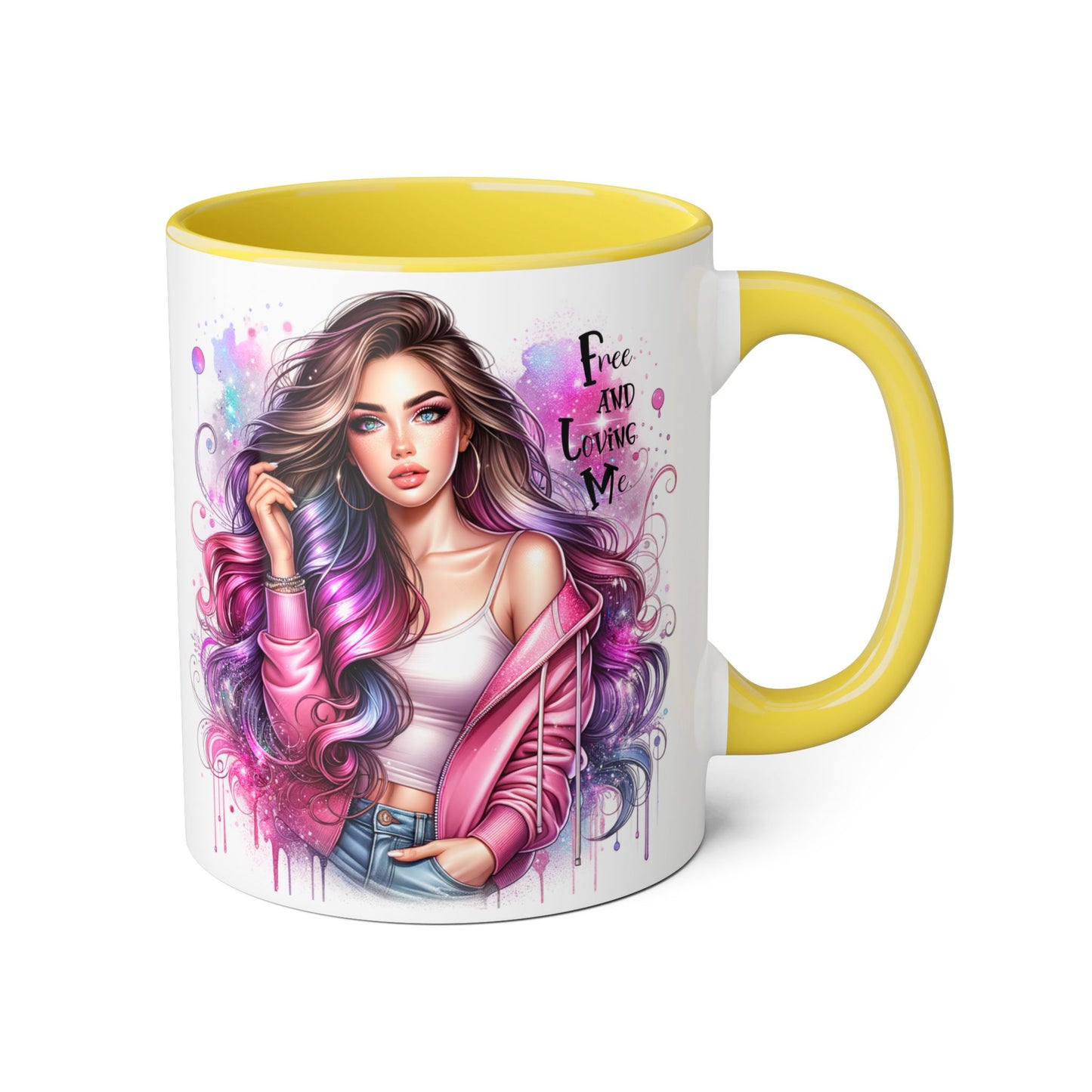 Colorful Motivational Accent Mug - "Free and Loving Me" - Self-Care Gift, Inspirational Drinkware, Artistic Coffee Cup, Unique Present, [...]