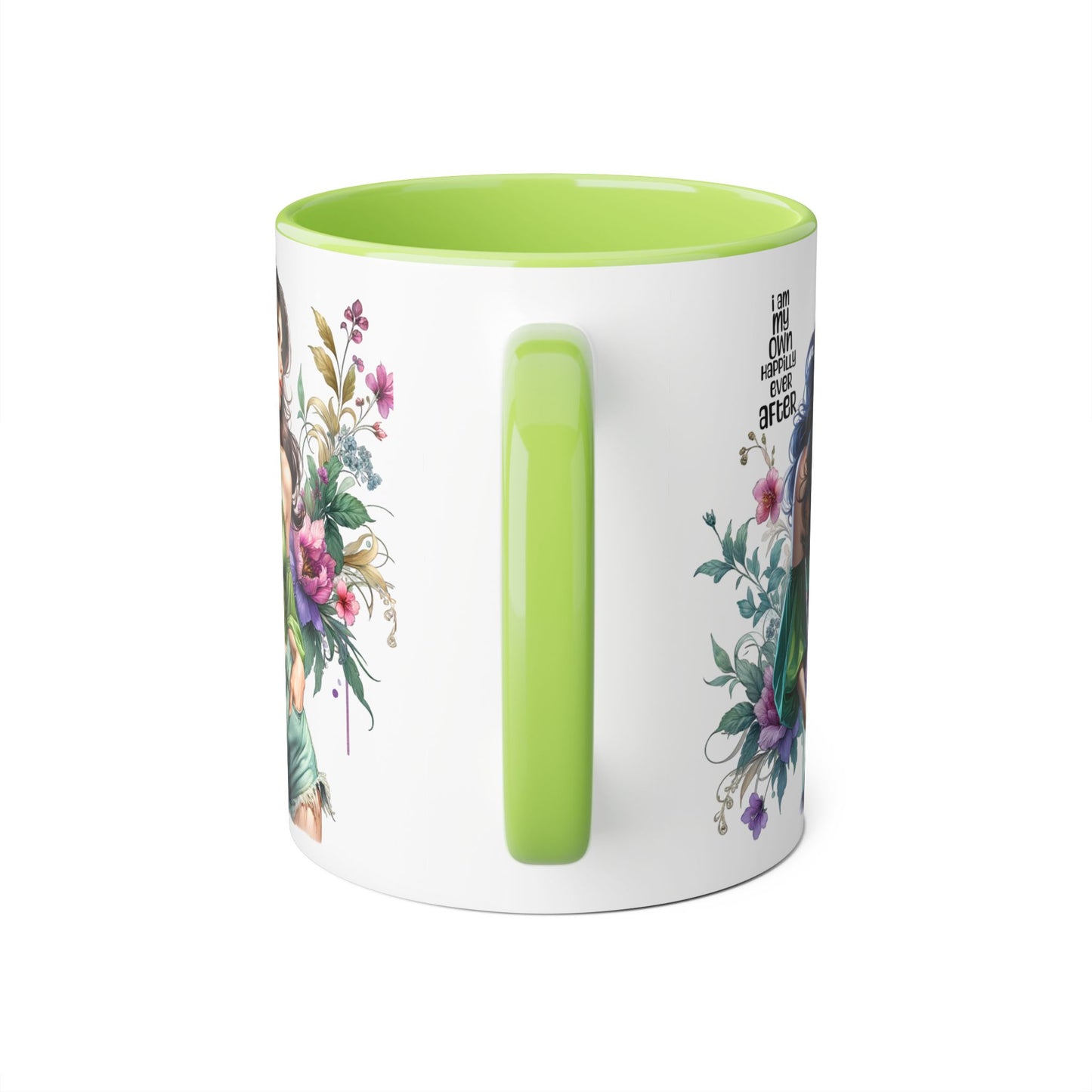 I Am My Own Happily Ever After Empowered Woman Accent Mug, Inspirational Coffee Cup, Floral Art Mug, Perfect Gift for Her, Motivational Drinkware
