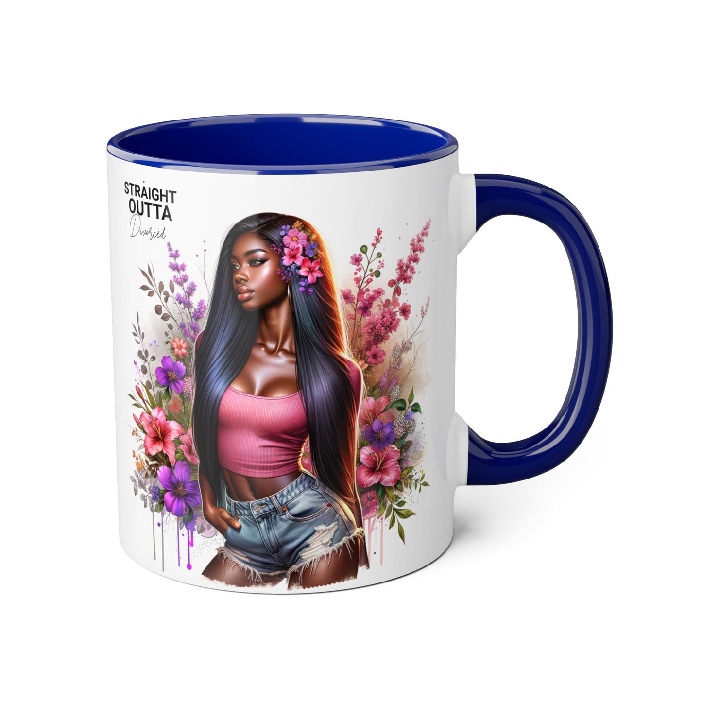 Straight Outta Divorced Humoristic Floral Accent Mug