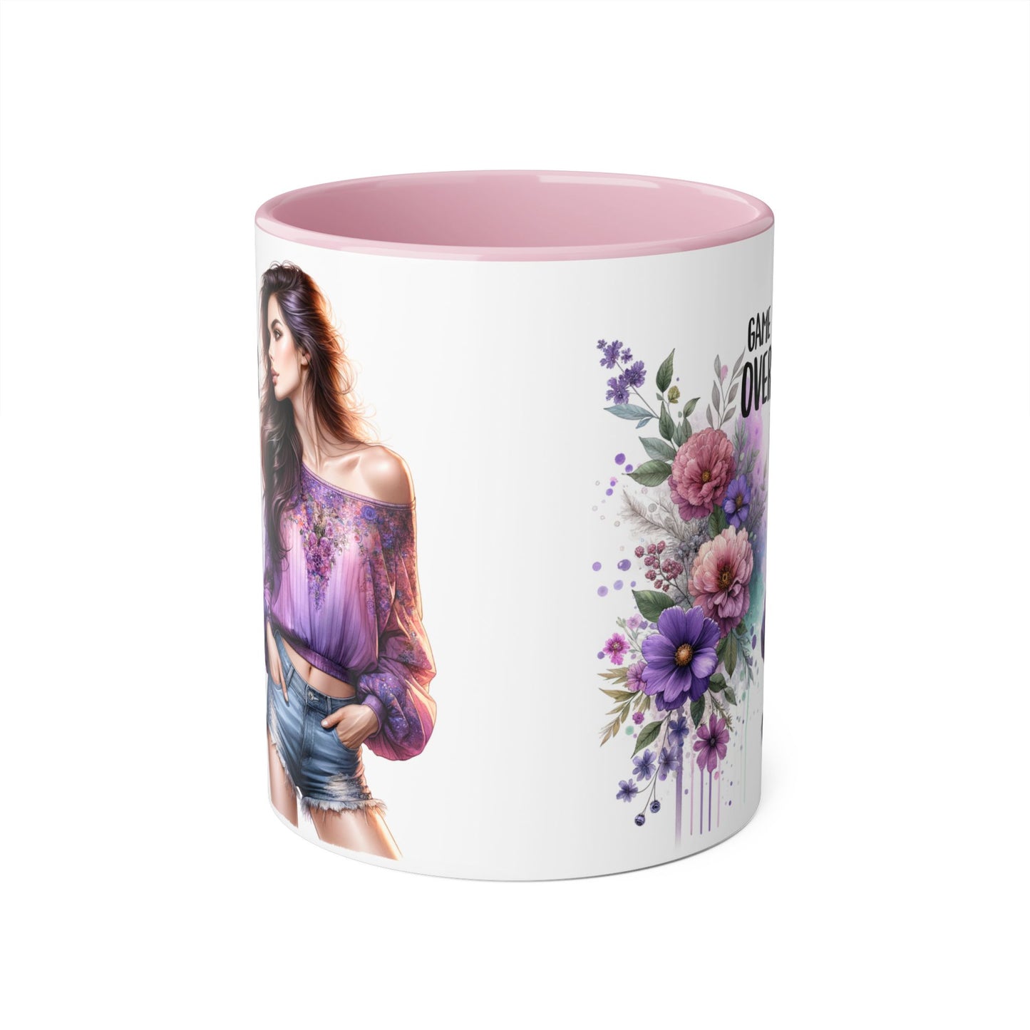 Floral Game Over Mug - Fun Coffee Cup, Gift for Game Lovers, Cute Floral Drinkware, Unique Mother's Day Gift, Tea Mug