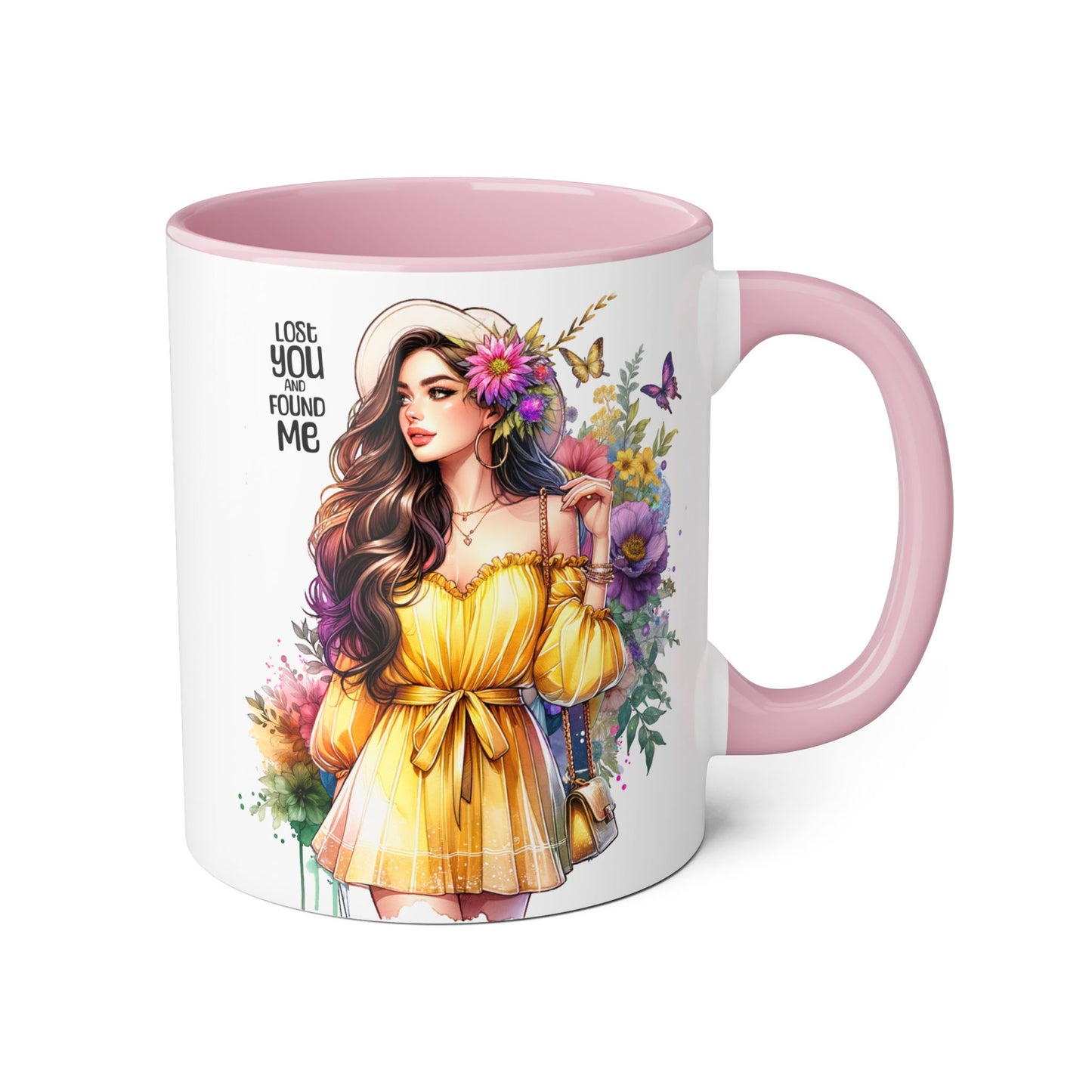 Lost You and Found Me Whimsical Floral Accent Mugs - Unique Coffee Cup, Perfect Gift for Her, Tea Lover, Home Decor, Birthday, Mother's Day