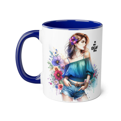 IDGAF Floral Accent Mug - Stylish Coffee Mug for Sassy Souls, Gift for Friends, Unique Home Decor, Perfect for Birthdays, Fun Collectible