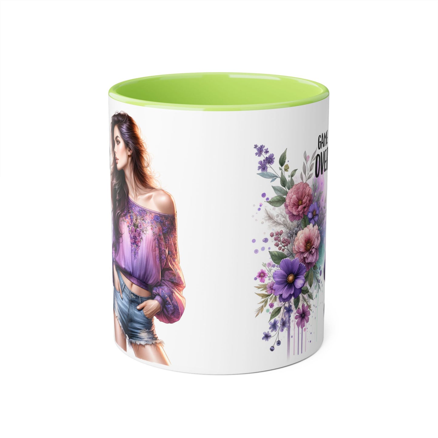 Floral Game Over Mug - Fun Coffee Cup, Gift for Game Lovers, Cute Floral Drinkware, Unique Mother's Day Gift, Tea Mug