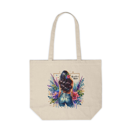 Thank U, Next Stylish Canvas Shopping Tote Bag, Floral Tote, Eco-Friendly Grocery Bag, Chic Shopper, Gift for Her, Market Tote