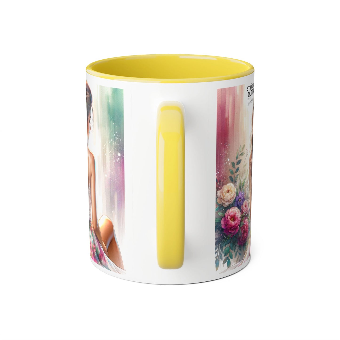 Straight Outta Divorced Humoristic Elegant Floral Accent Mug, Artistic Coffee Cup, Gift for Her, Home Decor, Tea Lover's Mug, Birthday Gift Idea, Wedding Favor