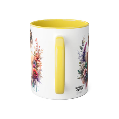 Straight Outta Divorced Humoristic Floral Art Mug, Personalized Gift Mug, Wedding Gift, Coffee Mug, Inspirational Mug, Colorful Accent Mug