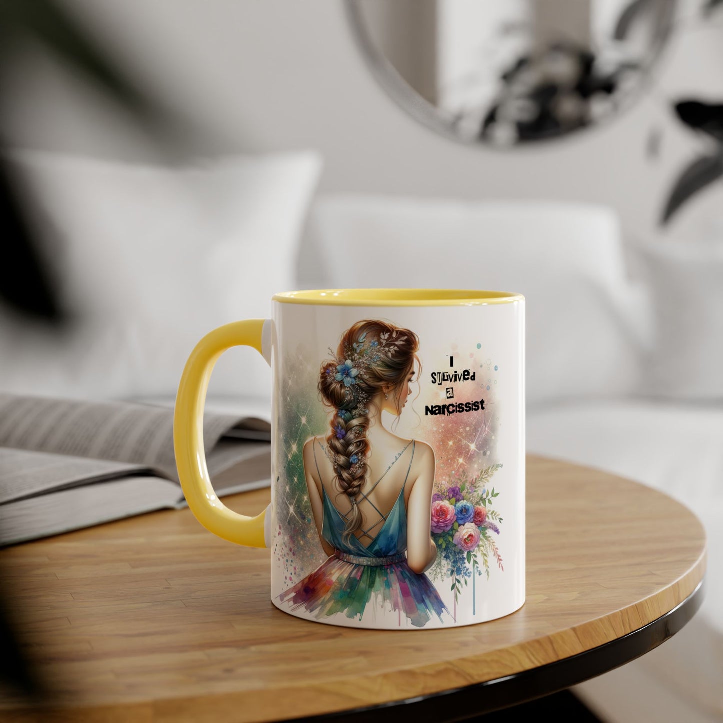 Beautiful Artistic Accent Mug - Unique Coffee Cup for Women, Gift for Her, Bohemian Style Drinkware, Perfect for Birthdays and Celebrations