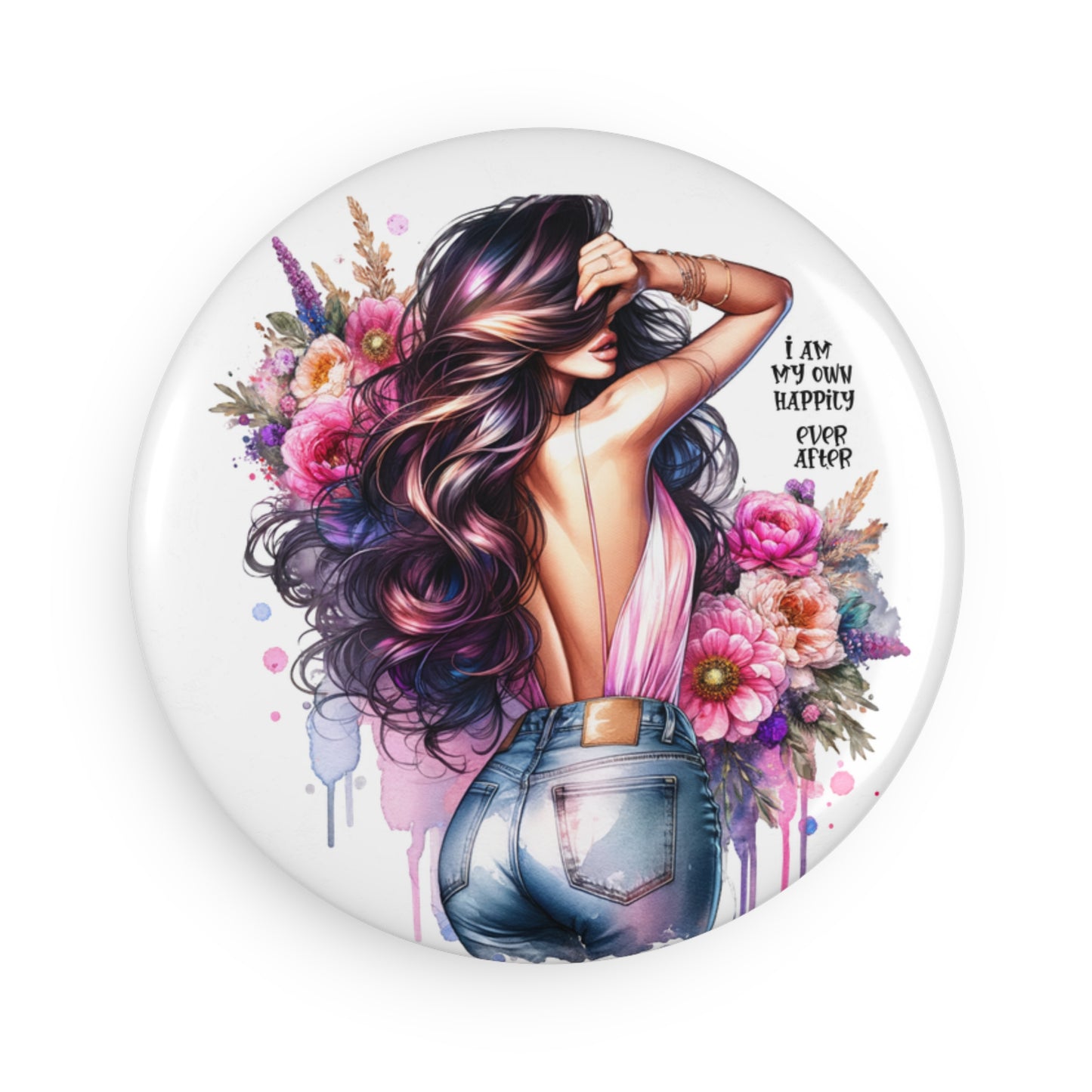I Am My Own Happily Ever After Stylish Art Magnet, Round Floral Design, Inspirational Home Decor, Gift for Her, Positive Quote Magnet, Customizable Fridge Magnet, [...]
