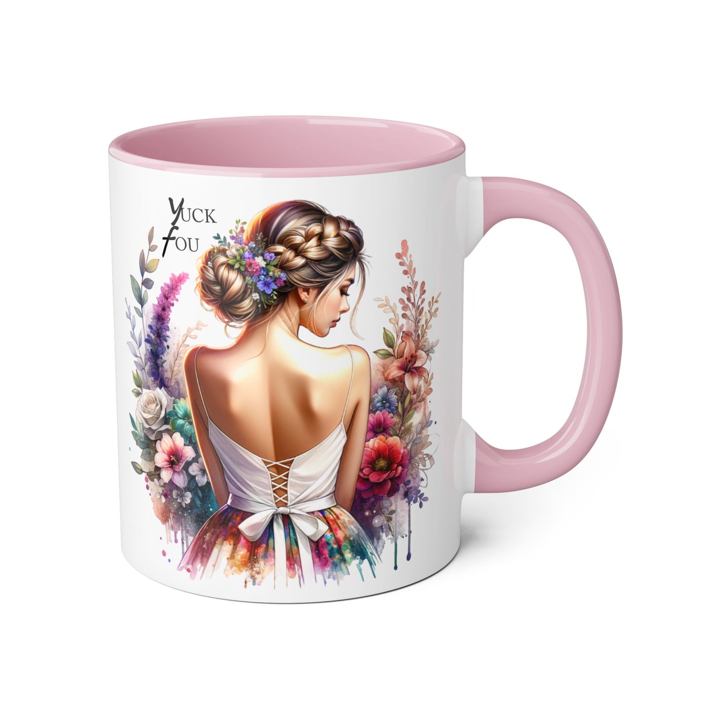 Yuck Fou Floral Artwork Accent Mug, 11oz Coffee Mug, Unique Gift for Her, Bohemian Style Mug, Personalized Coffee Cup