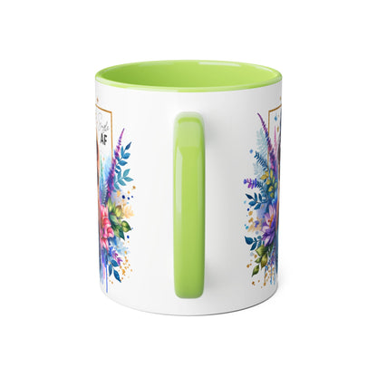 Single AF Vibrant Floral Accent Mug, Coffee Cup for Her, Gift for Friends, Inspirational Kitchen Decor, Unique Art Mug, Stylish Drinkware